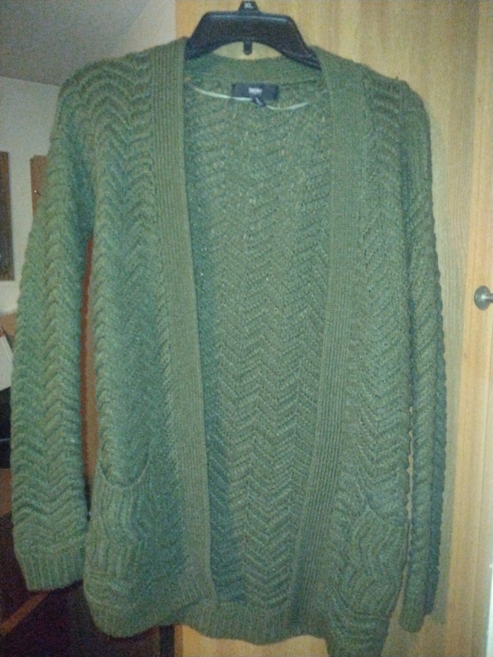 Mossimo Olive Green Open Front Knit Cardigan - XS